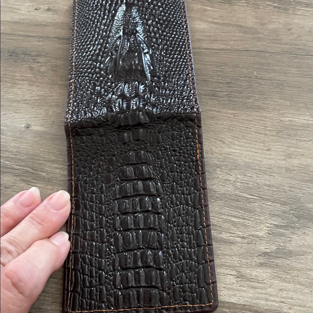 Leather Baby Alligator Faux Reptile skin bifold  card wallet 3D “ALLIGATOR “ - Picture 3 of 5